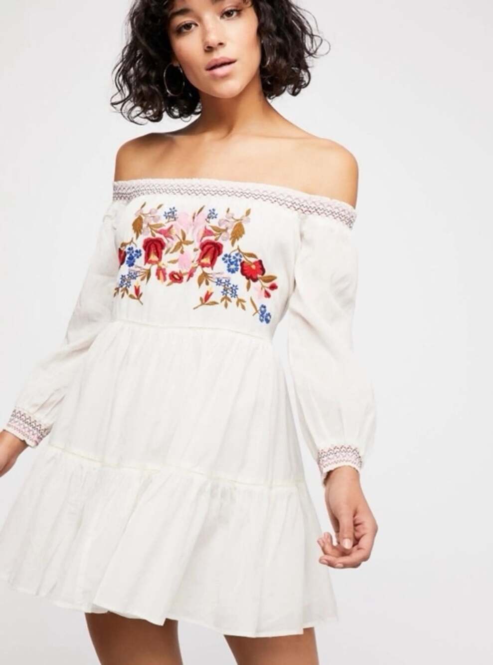 Free People Sun Beams Embroidered Mini Dress Size S